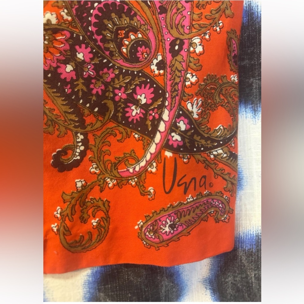 Vintage Vera Neumann Paisley  Orange Long Sleeve Women's Cotton Blouse - Picture 7 of 8
